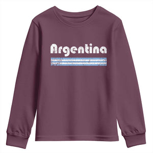 Vintage Argentina Retro Distressed Graphic Youth Sweatshirt Patriotic Argentine Heritage Pride Souvenir TS02 Maroon Print Your Wear