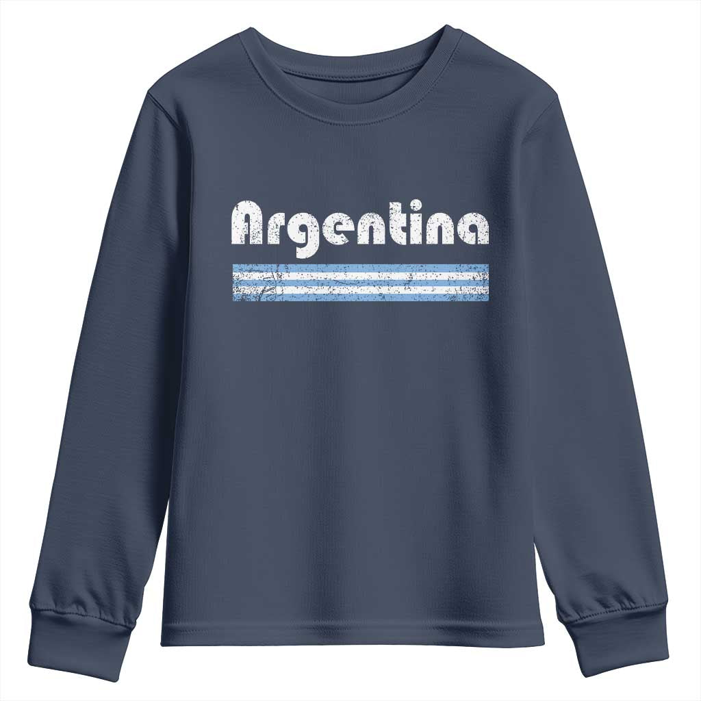 Vintage Argentina Retro Distressed Graphic Youth Sweatshirt Patriotic Argentine Heritage Pride Souvenir TS02 Navy Print Your Wear