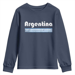 Vintage Argentina Retro Distressed Graphic Youth Sweatshirt Patriotic Argentine Heritage Pride Souvenir TS02 Navy Print Your Wear