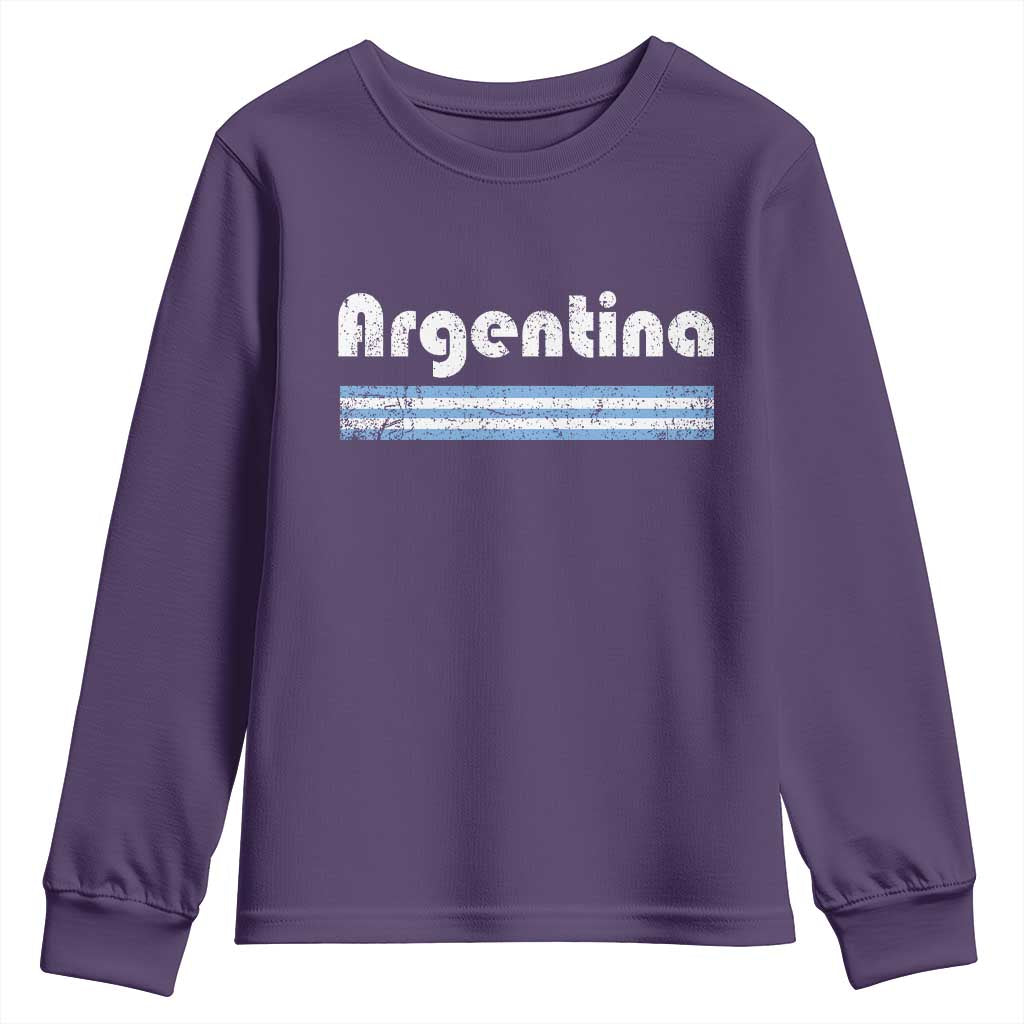 Vintage Argentina Retro Distressed Graphic Youth Sweatshirt Patriotic Argentine Heritage Pride Souvenir TS02 Purple Print Your Wear