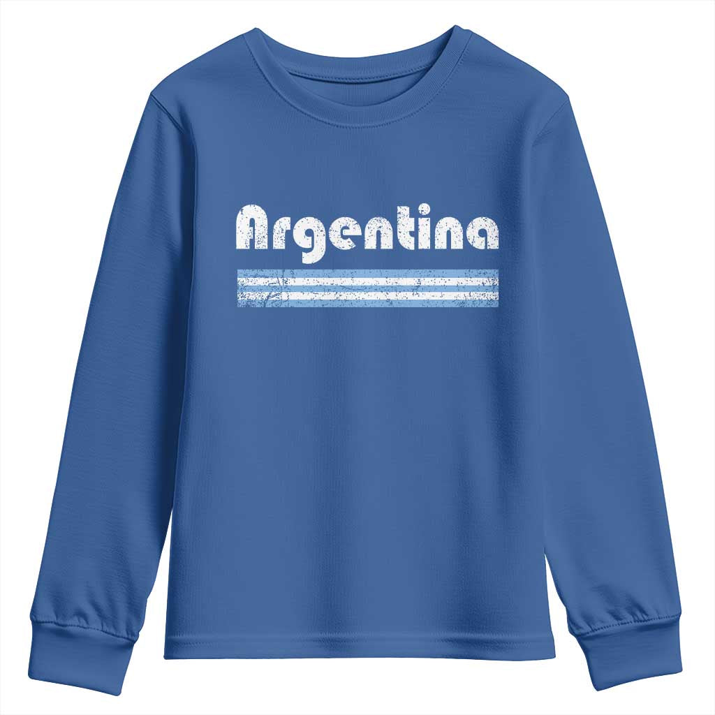 Vintage Argentina Retro Distressed Graphic Youth Sweatshirt Patriotic Argentine Heritage Pride Souvenir TS02 Royal Blue Print Your Wear
