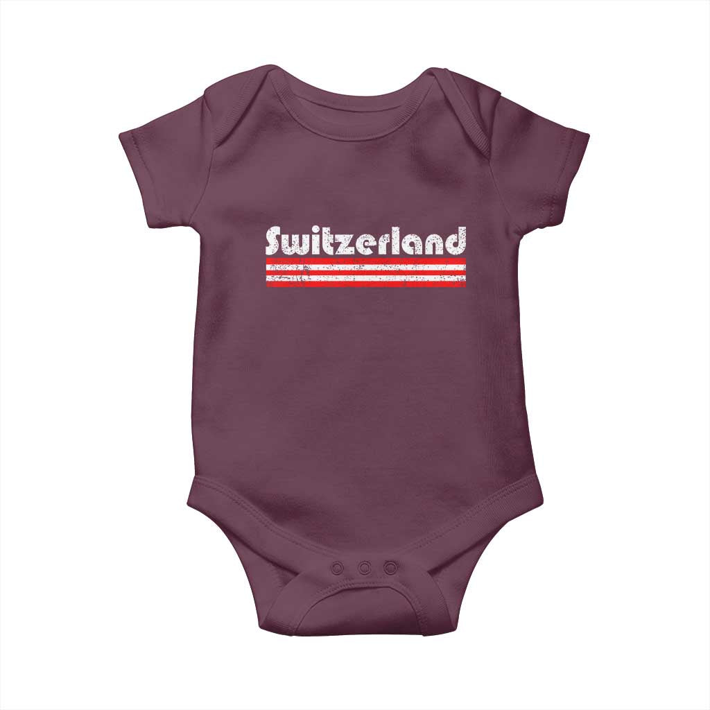 Vintage Switzerland Retro Distressed Graphic Baby Onesie Patriotic Swiss Heritage Pride Souvenir TS02 Maroon Print Your Wear