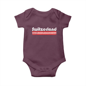Vintage Switzerland Retro Distressed Graphic Baby Onesie Patriotic Swiss Heritage Pride Souvenir TS02 Maroon Print Your Wear