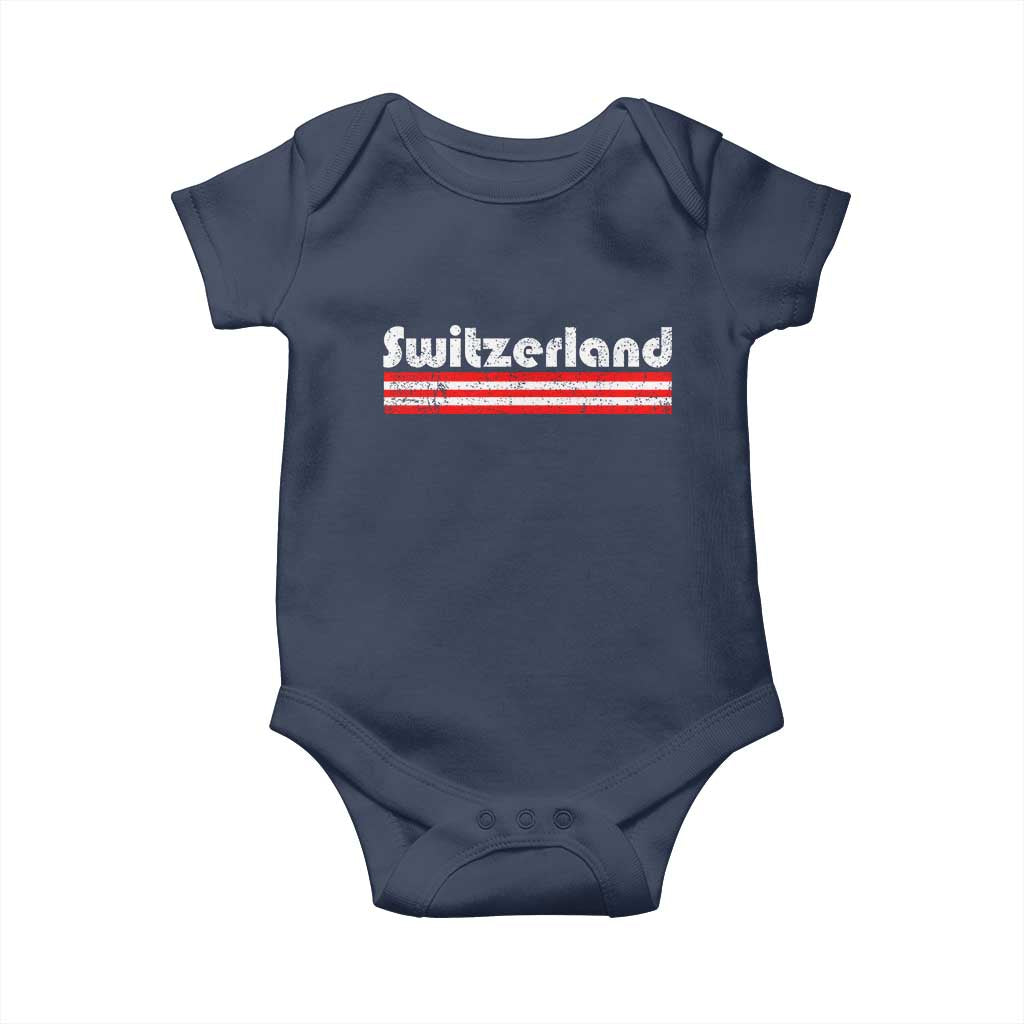 Vintage Switzerland Retro Distressed Graphic Baby Onesie Patriotic Swiss Heritage Pride Souvenir TS02 Navy Print Your Wear