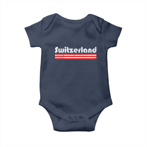 Vintage Switzerland Retro Distressed Graphic Baby Onesie Patriotic Swiss Heritage Pride Souvenir TS02 Navy Print Your Wear