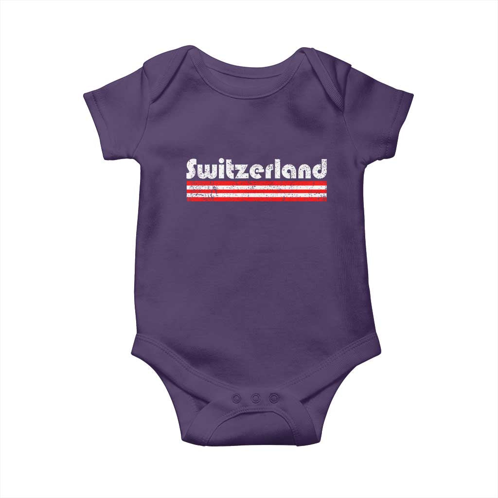 Vintage Switzerland Retro Distressed Graphic Baby Onesie Patriotic Swiss Heritage Pride Souvenir TS02 Purple Print Your Wear