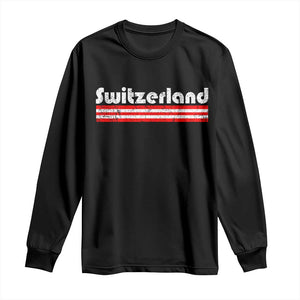 Vintage Switzerland Retro Distressed Graphic Long Sleeve Shirt Patriotic Swiss Heritage Pride Souvenir TS02 Black Print Your Wear