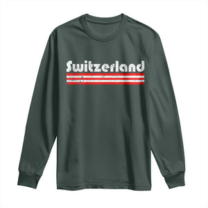 Vintage Switzerland Retro Distressed Graphic Long Sleeve Shirt Patriotic Swiss Heritage Pride Souvenir TS02 Dark Forest Green Print Your Wear