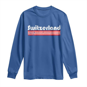 Vintage Switzerland Retro Distressed Graphic Long Sleeve Shirt Patriotic Swiss Heritage Pride Souvenir TS02 Royal Blue Print Your Wear