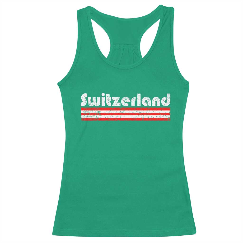 Vintage Switzerland Retro Distressed Graphic Racerback Tank Top Patriotic Swiss Heritage Pride Souvenir TS02 Irish Green Print Your Wear
