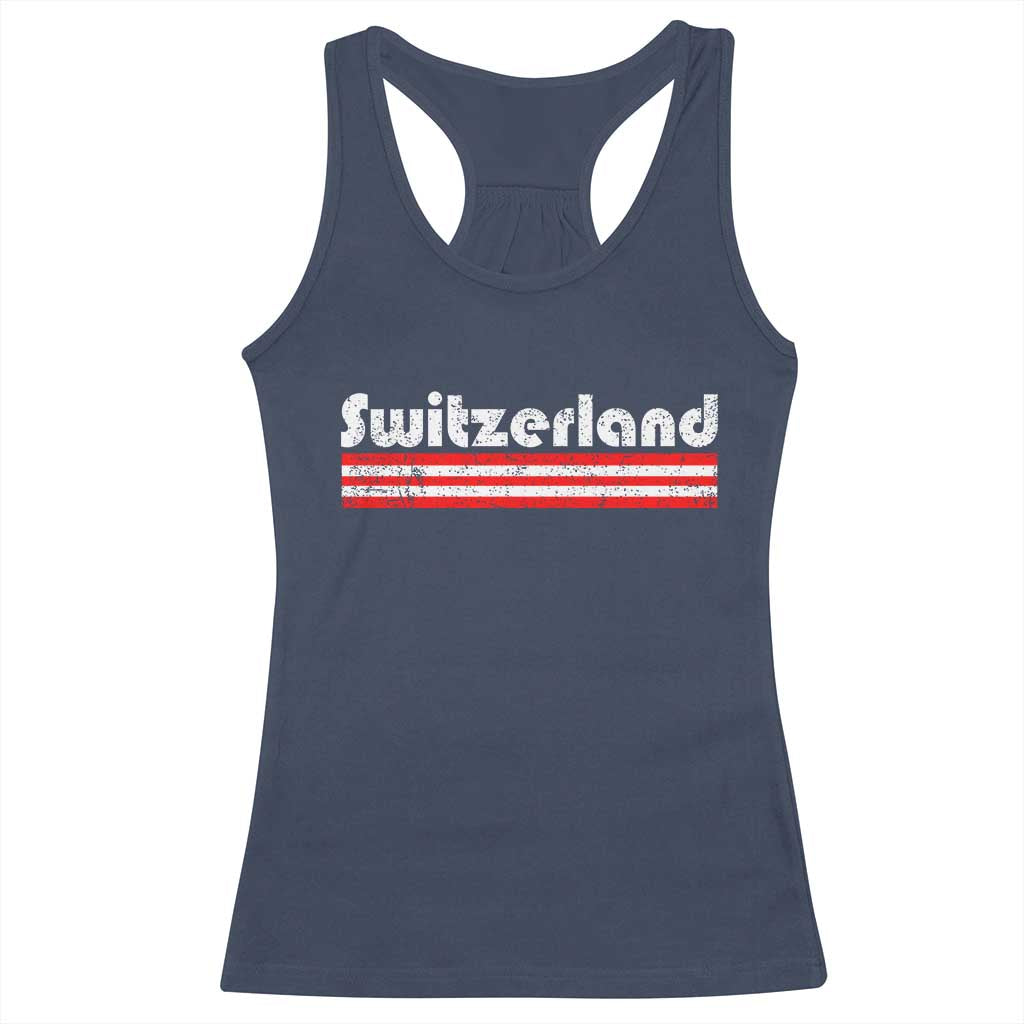 Vintage Switzerland Retro Distressed Graphic Racerback Tank Top Patriotic Swiss Heritage Pride Souvenir TS02 Navy Print Your Wear