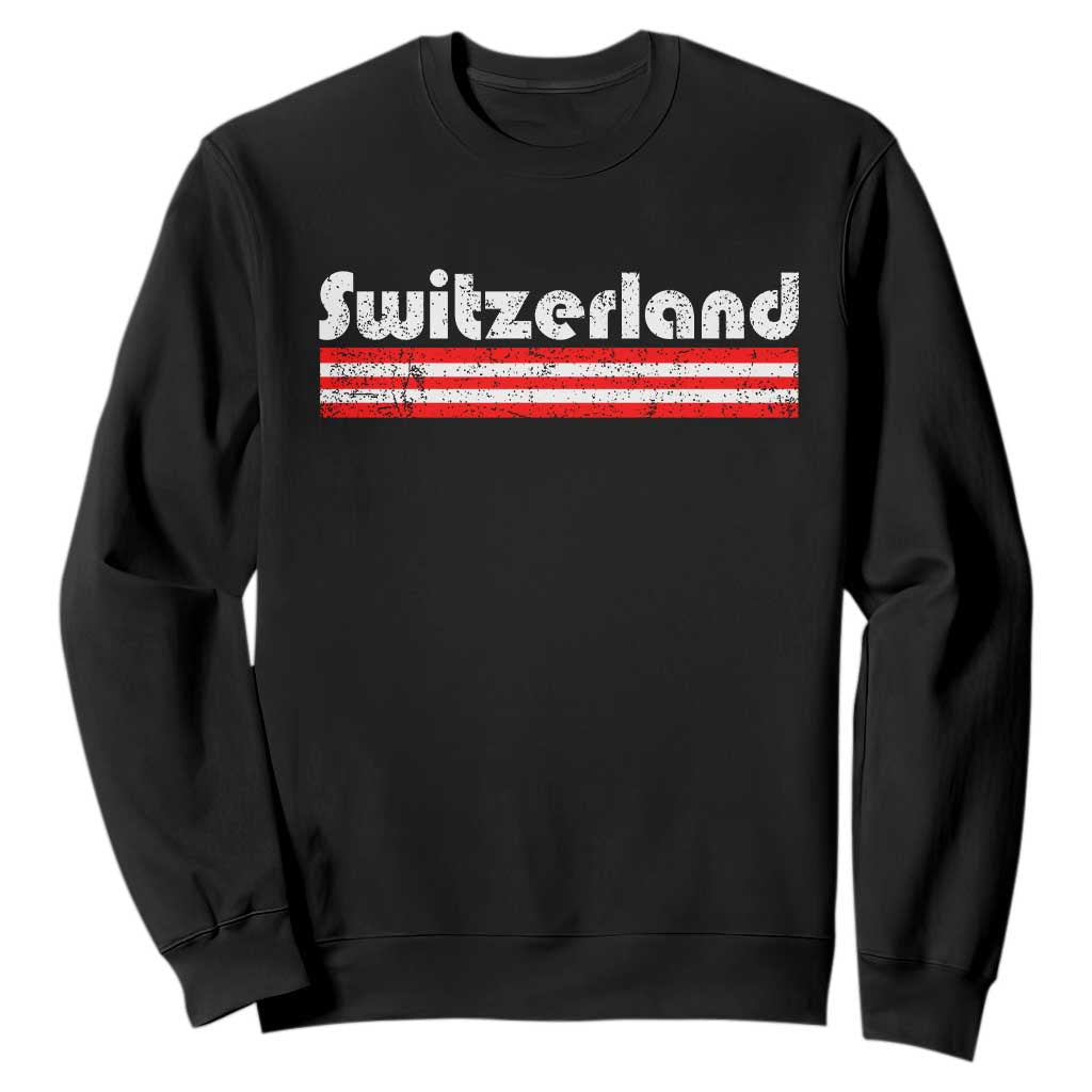 Vintage Switzerland Retro Distressed Graphic Sweatshirt Patriotic Swiss Heritage Pride Souvenir TS02 Black Print Your Wear