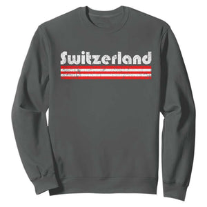 Vintage Switzerland Retro Distressed Graphic Sweatshirt Patriotic Swiss Heritage Pride Souvenir TS02 Dark Heather Print Your Wear