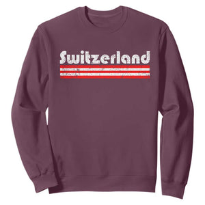 Vintage Switzerland Retro Distressed Graphic Sweatshirt Patriotic Swiss Heritage Pride Souvenir TS02 Maroon Print Your Wear