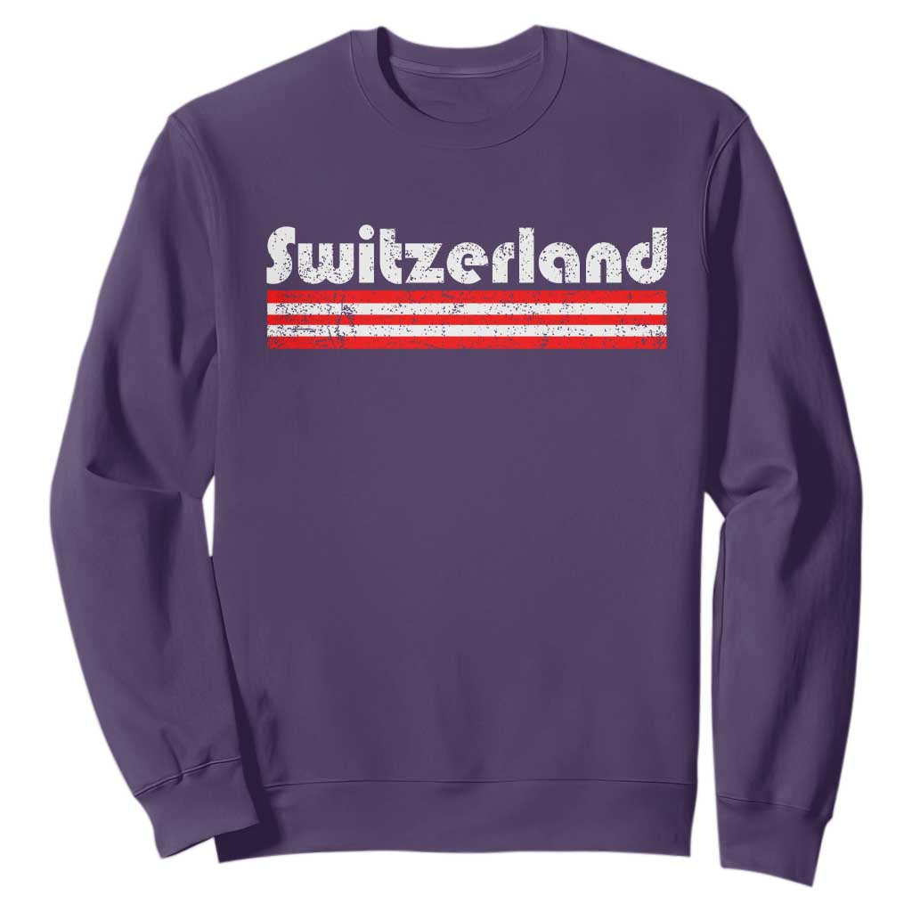 Vintage Switzerland Retro Distressed Graphic Sweatshirt Patriotic Swiss Heritage Pride Souvenir TS02 Purple Print Your Wear
