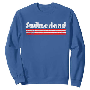 Vintage Switzerland Retro Distressed Graphic Sweatshirt Patriotic Swiss Heritage Pride Souvenir TS02 Royal Blue Print Your Wear