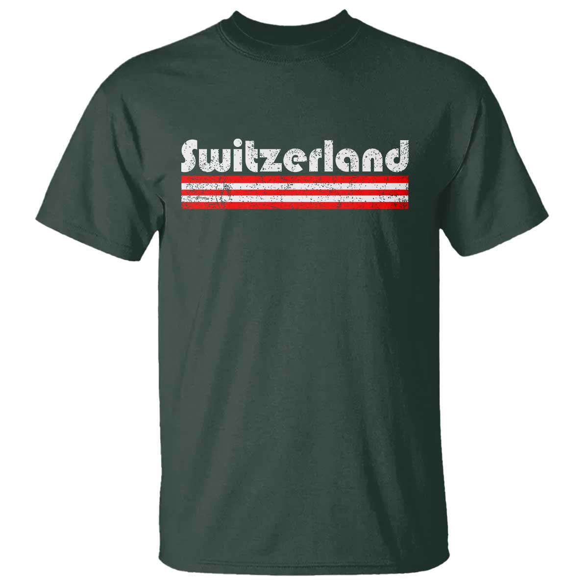 Vintage Switzerland Retro Distressed Graphic T Shirt Patriotic Swiss Heritage Pride Souvenir TS02 Dark Forest Green Print Your Wear