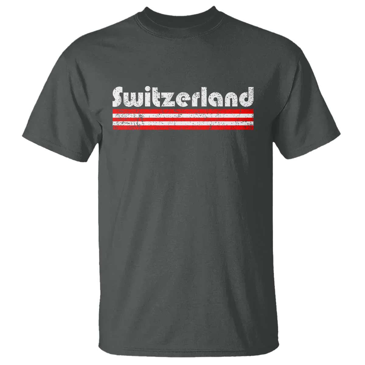 Vintage Switzerland Retro Distressed Graphic T Shirt Patriotic Swiss Heritage Pride Souvenir TS02 Dark Heather Print Your Wear