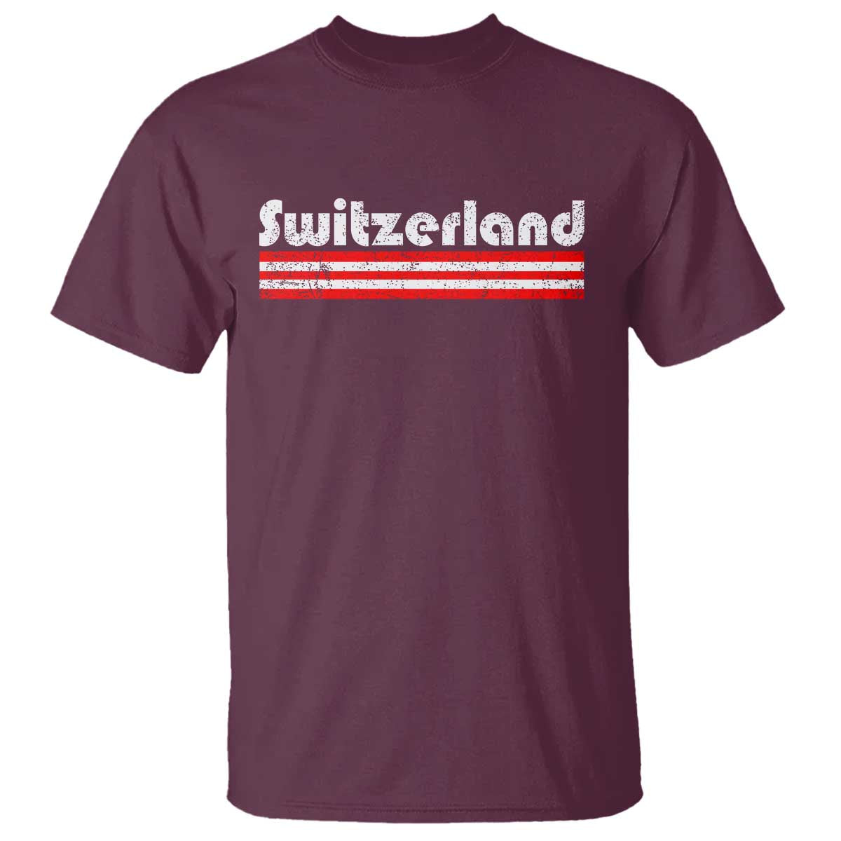Vintage Switzerland Retro Distressed Graphic T Shirt Patriotic Swiss Heritage Pride Souvenir TS02 Maroon Print Your Wear