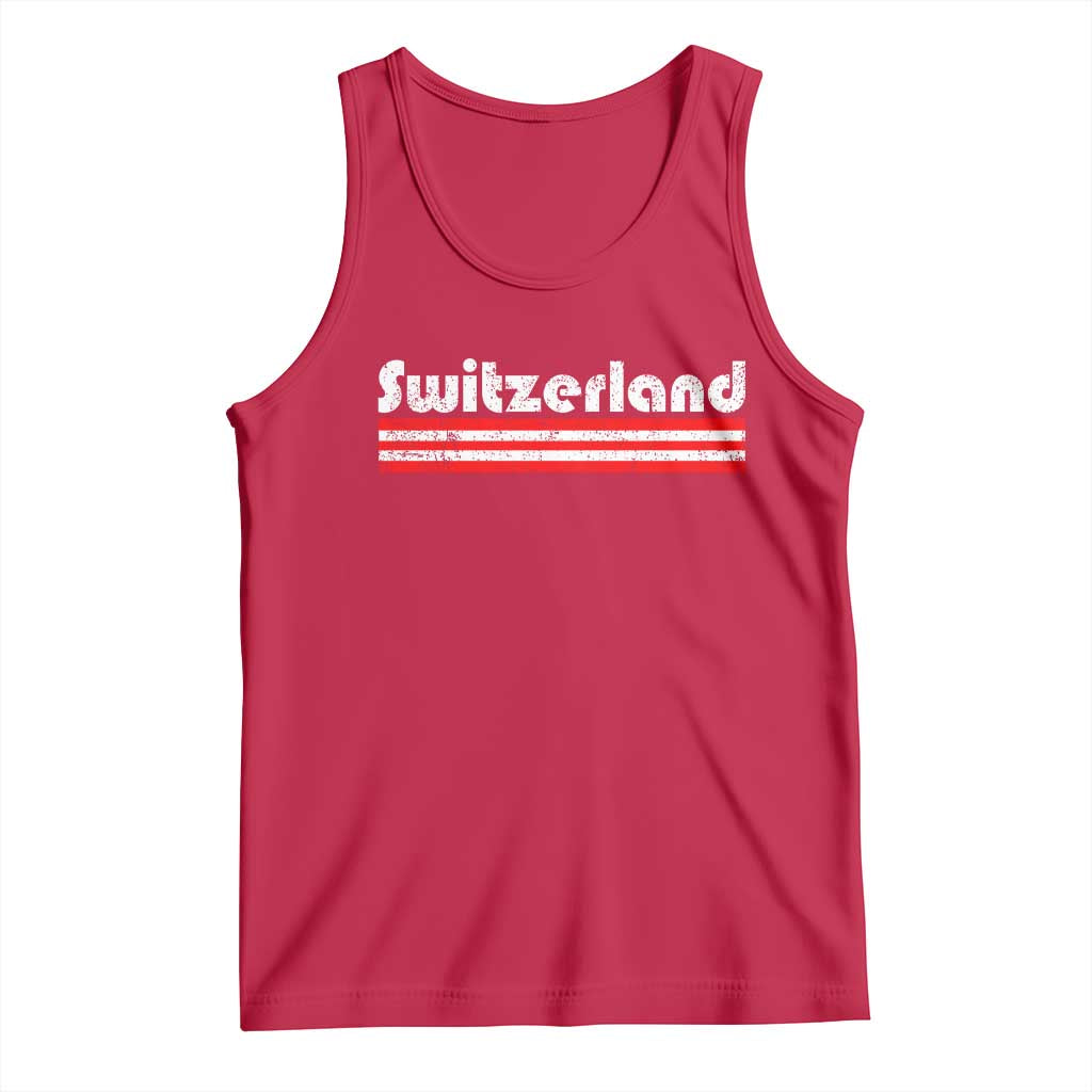 Vintage Switzerland Retro Distressed Graphic Tank Top Patriotic Swiss Heritage Pride Souvenir TS02 Red Print Your Wear