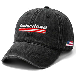 Vintage Switzerland Retro Distressed Graphic Washed Cotton Baseball Cap Patriotic Swiss Heritage Pride Souvenir TS02 Print Your Wear