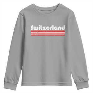 Vintage Switzerland Retro Distressed Graphic Youth Sweatshirt Patriotic Swiss Heritage Pride Souvenir TS02 Sport Gray Print Your Wear