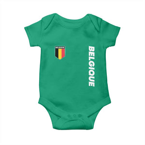 Belgique Belgium Flag Shield Minimalist Graphic Baby Onesie French Belgian Pride and European Heritage Souvenir TS02 Irish Green Print Your Wear