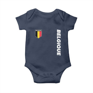 Belgique Belgium Flag Shield Minimalist Graphic Baby Onesie French Belgian Pride and European Heritage Souvenir TS02 Navy Print Your Wear