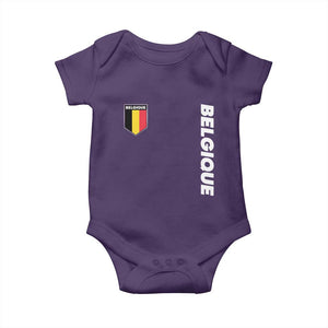 Belgique Belgium Flag Shield Minimalist Graphic Baby Onesie French Belgian Pride and European Heritage Souvenir TS02 Purple Print Your Wear
