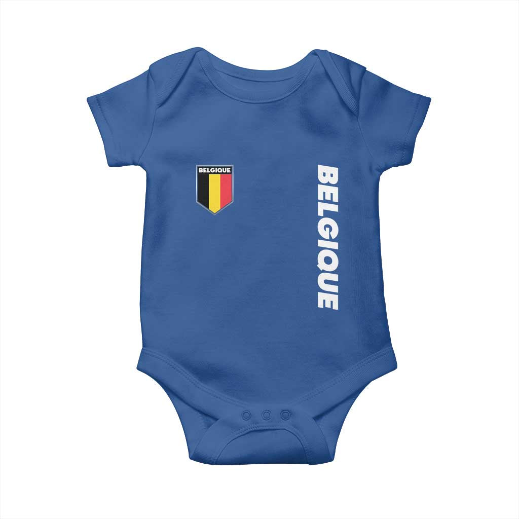 Belgique Belgium Flag Shield Minimalist Graphic Baby Onesie French Belgian Pride and European Heritage Souvenir TS02 Royal Blue Print Your Wear