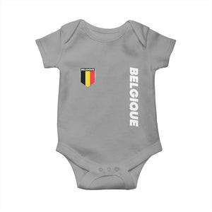 Belgique Belgium Flag Shield Minimalist Graphic Baby Onesie French Belgian Pride and European Heritage Souvenir TS02 Sport Gray Print Your Wear