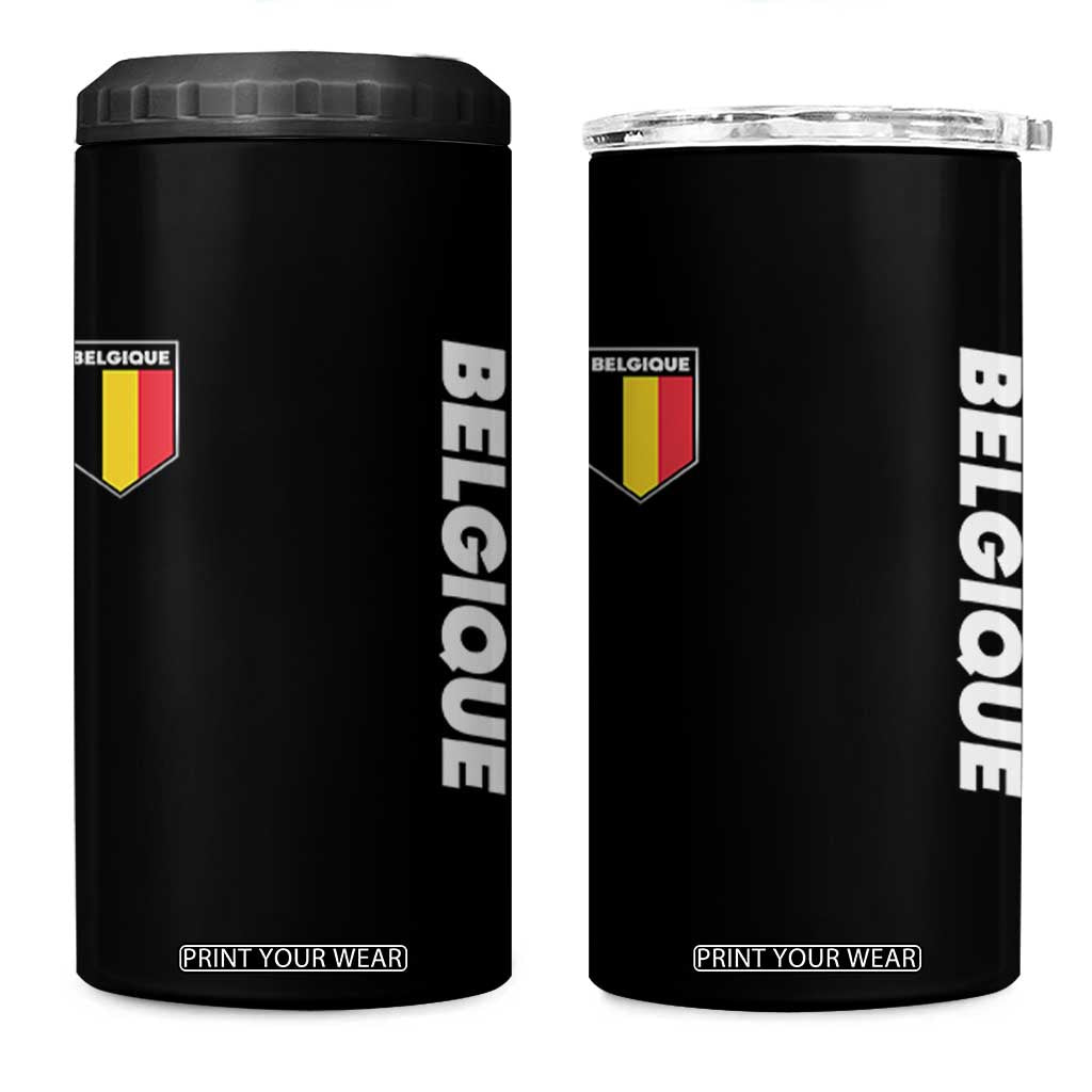 Belgique Belgium Flag Shield Minimalist Graphic 4 in 1 Can Cooler Tumbler French Belgian Pride and European Heritage Souvenir TS02 One Size: 16 oz Black Print Your Wear