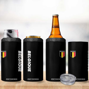 Belgique Belgium Flag Shield Minimalist Graphic 4 in 1 Can Cooler Tumbler French Belgian Pride and European Heritage Souvenir TS02 Print Your Wear