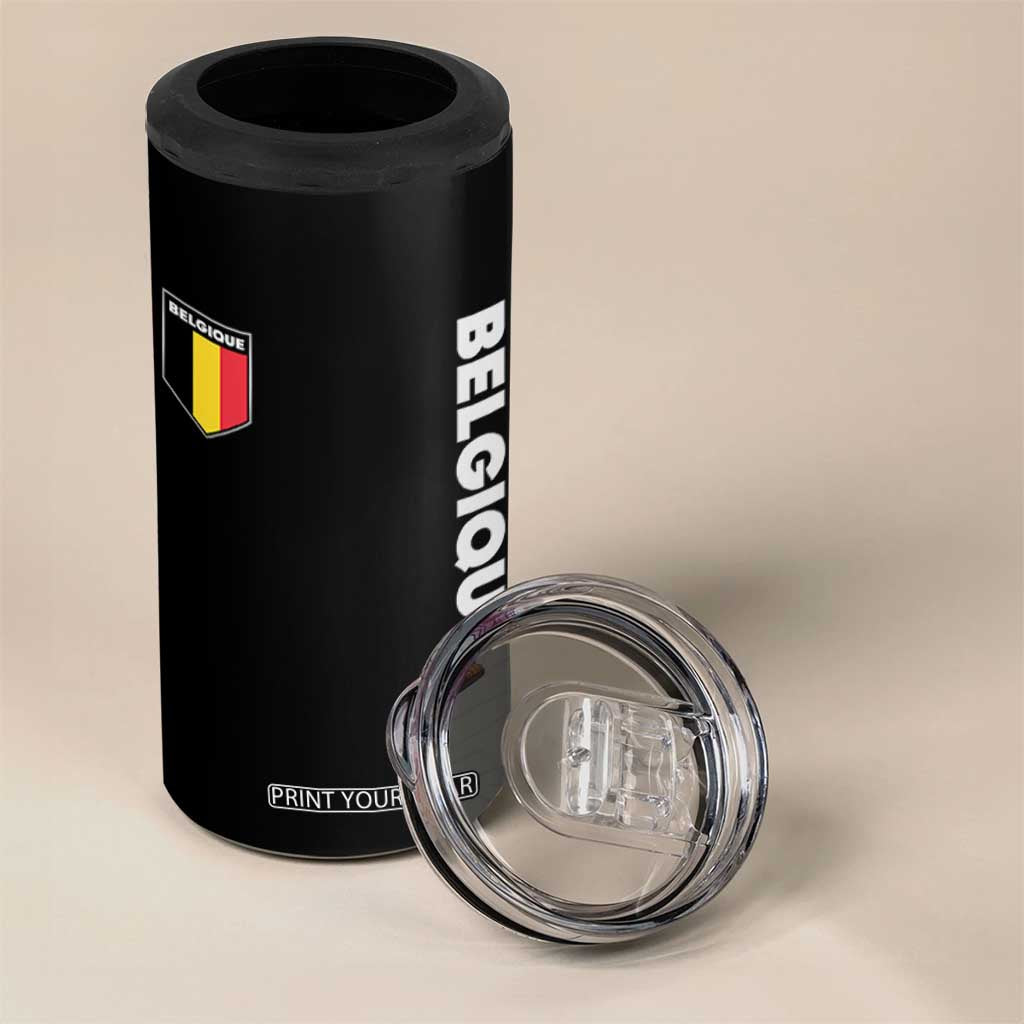 Belgique Belgium Flag Shield Minimalist Graphic 4 in 1 Can Cooler Tumbler French Belgian Pride and European Heritage Souvenir TS02 Print Your Wear