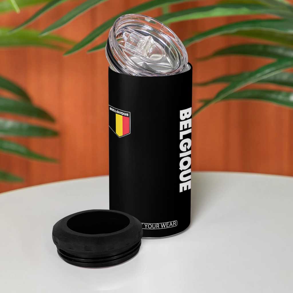 Belgique Belgium Flag Shield Minimalist Graphic 4 in 1 Can Cooler Tumbler French Belgian Pride and European Heritage Souvenir TS02 Print Your Wear