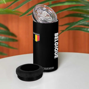 Belgique Belgium Flag Shield Minimalist Graphic 4 in 1 Can Cooler Tumbler French Belgian Pride and European Heritage Souvenir TS02 Print Your Wear
