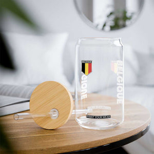 Belgique Belgium Flag Shield Minimalist Graphic Glass Can French Belgian Pride and European Heritage Souvenir TS02 Print Your Wear