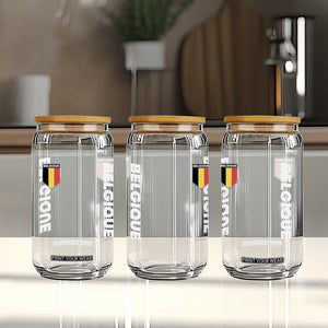 Belgique Belgium Flag Shield Minimalist Graphic Glass Can French Belgian Pride and European Heritage Souvenir TS02 Print Your Wear