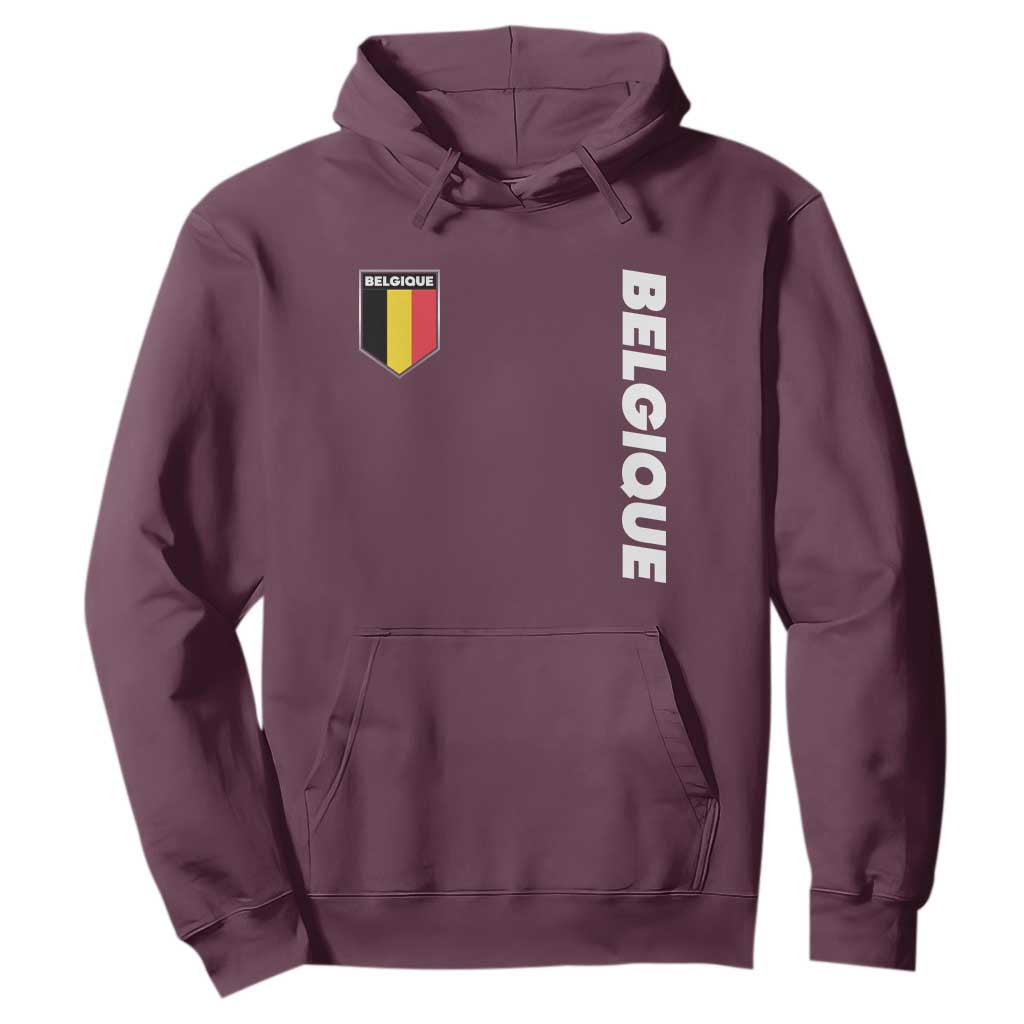 Belgique Belgium Flag Shield Minimalist Graphic Hoodie French Belgian Pride and European Heritage Souvenir TS02 Maroon Print Your Wear