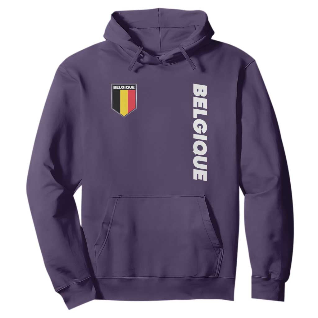 Belgique Belgium Flag Shield Minimalist Graphic Hoodie French Belgian Pride and European Heritage Souvenir TS02 Purple Print Your Wear