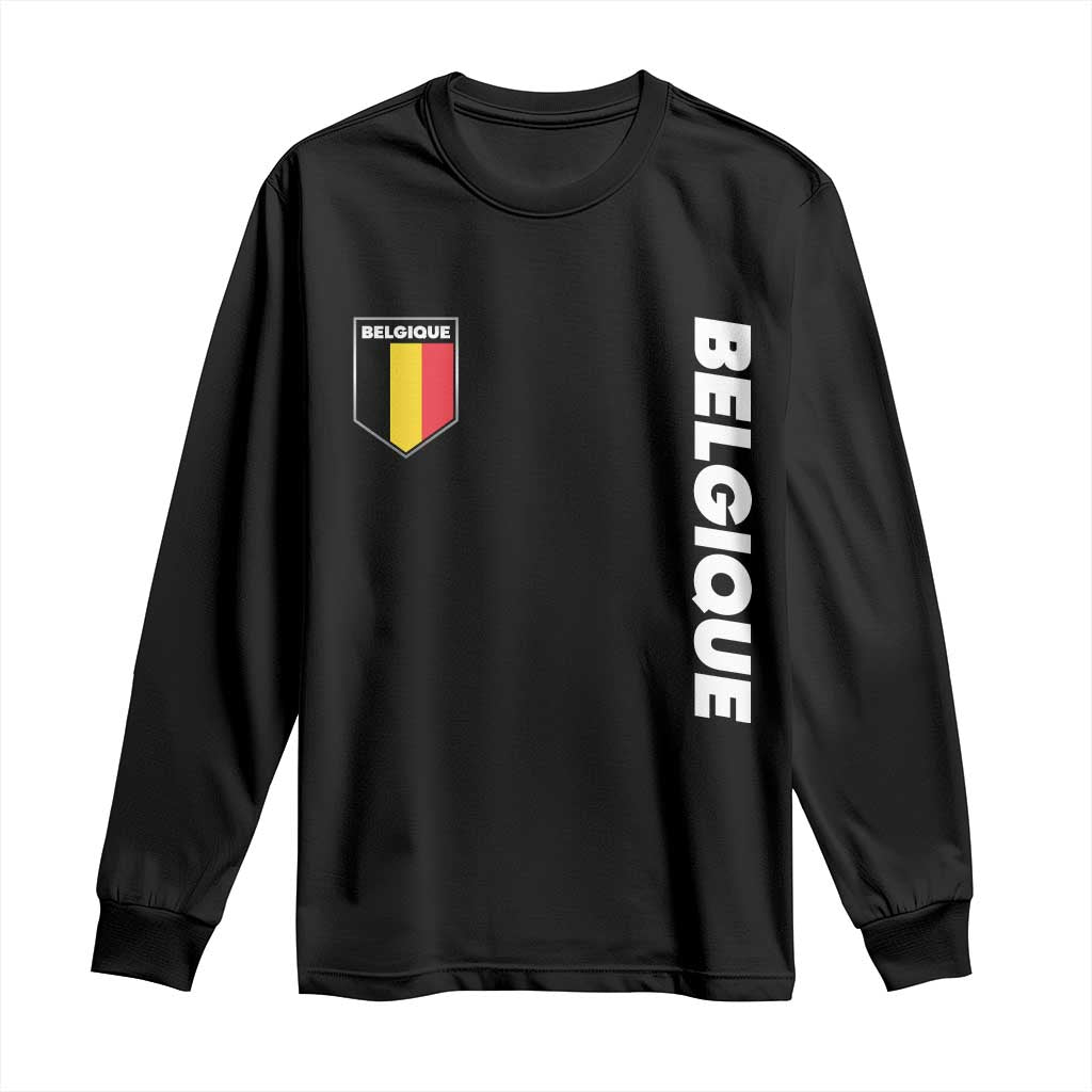 Belgique Belgium Flag Shield Minimalist Graphic Long Sleeve Shirt French Belgian Pride and European Heritage Souvenir TS02 Black Print Your Wear