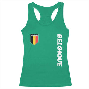 Belgique Belgium Flag Shield Minimalist Graphic Racerback Tank Top French Belgian Pride and European Heritage Souvenir TS02 Irish Green Print Your Wear