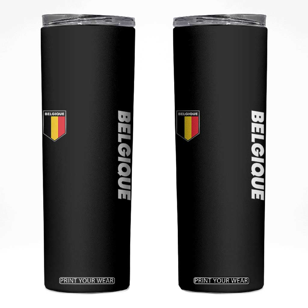 Belgique Belgium Flag Shield Minimalist Graphic Skinny Tumbler French Belgian Pride and European Heritage Souvenir TS02 Black Print Your Wear