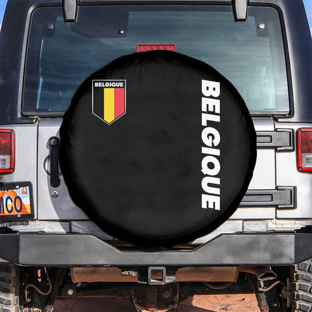 Belgique Belgium Flag Shield Minimalist Graphic Spare Tire Cover French Belgian Pride and European Heritage Souvenir TS02 No hole Black Print Your Wear