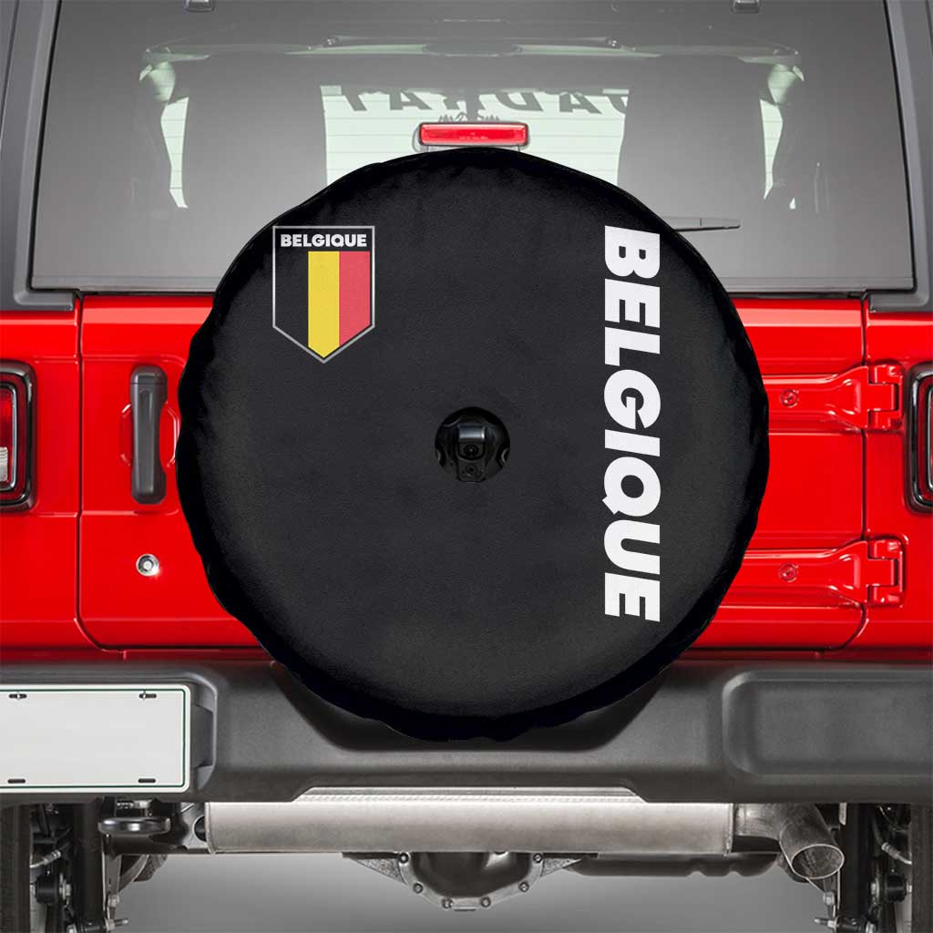 Belgique Belgium Flag Shield Minimalist Graphic Spare Tire Cover French Belgian Pride and European Heritage Souvenir TS02 Black Print Your Wear