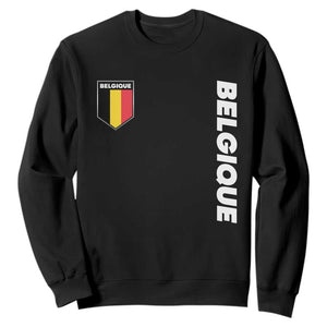 Belgique Belgium Flag Shield Minimalist Graphic Sweatshirt French Belgian Pride and European Heritage Souvenir TS02 Black Print Your Wear