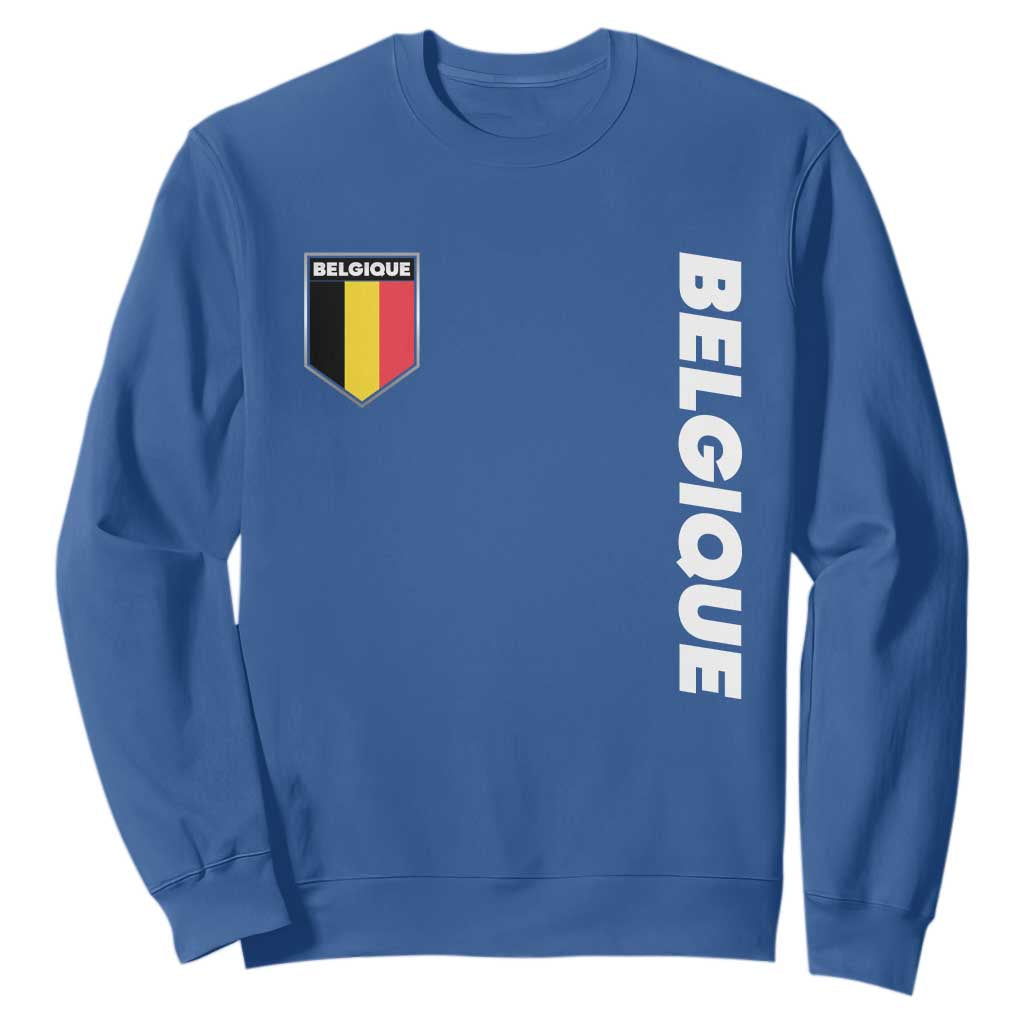 Belgique Belgium Flag Shield Minimalist Graphic Sweatshirt French Belgian Pride and European Heritage Souvenir TS02 Royal Blue Print Your Wear