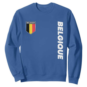 Belgique Belgium Flag Shield Minimalist Graphic Sweatshirt French Belgian Pride and European Heritage Souvenir TS02 Royal Blue Print Your Wear