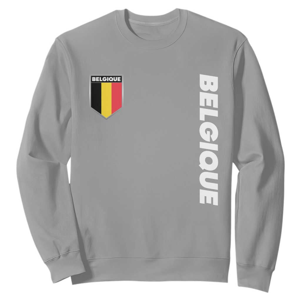 Belgique Belgium Flag Shield Minimalist Graphic Sweatshirt French Belgian Pride and European Heritage Souvenir TS02 Sport Gray Print Your Wear