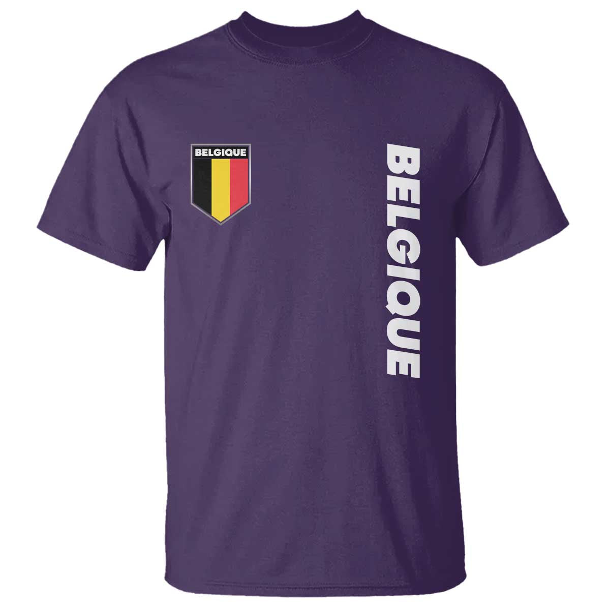 Belgique Belgium Flag Shield Minimalist Graphic T Shirt French Belgian Pride and European Heritage Souvenir TS02 Purple Print Your Wear